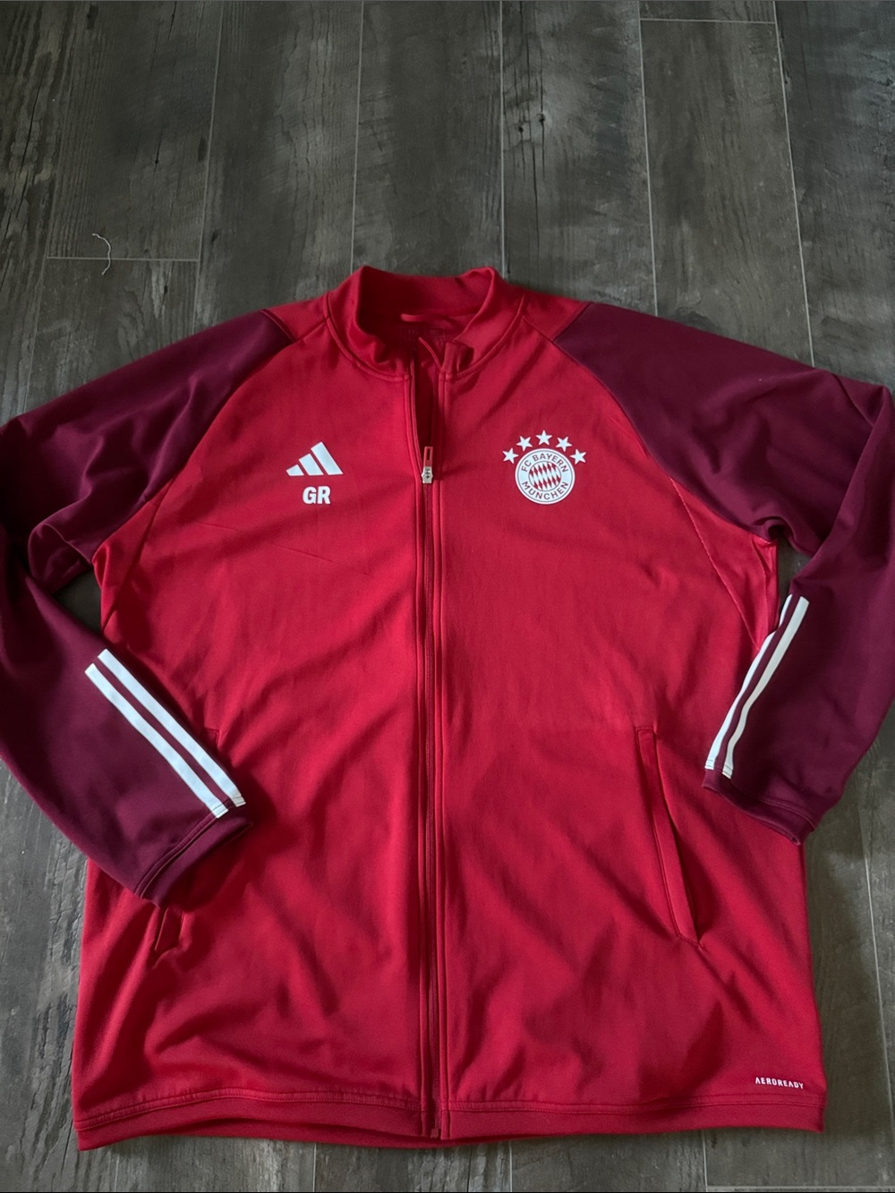 adidas Red and Maroon Bayern Munich Performance Track Jacket
